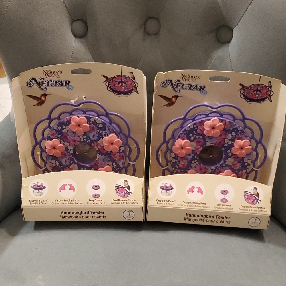2 Floral Purple Hummingbird Feeder